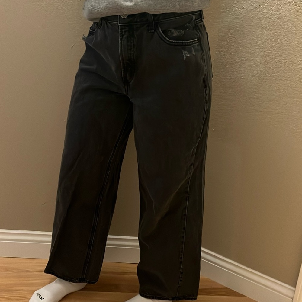 Black Old Navy Wide Leg High Rise Jeans